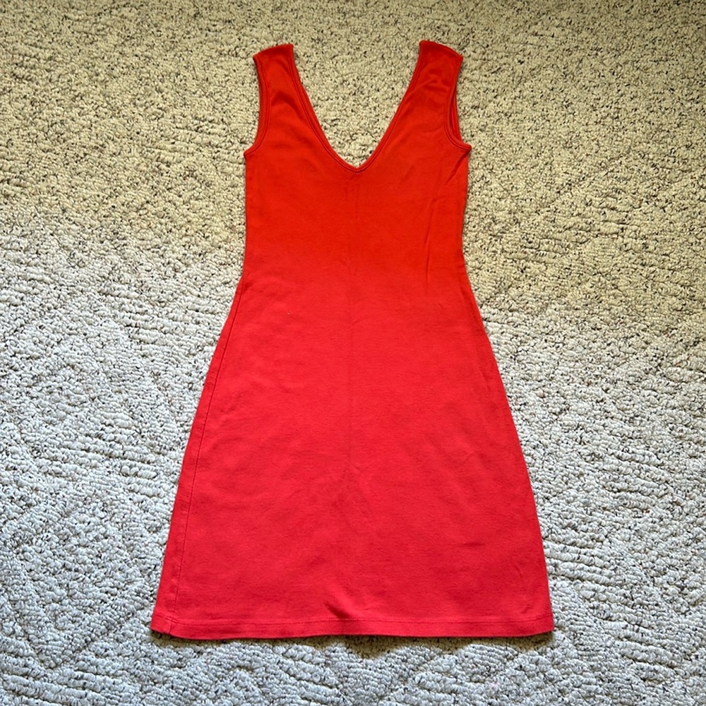 Double deep V neck cotton mini dress